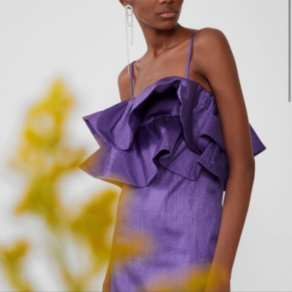 Zara Purple Metallic Dress - Picture 3 of 8
